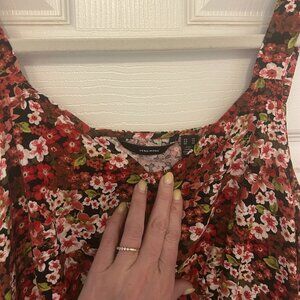 Vero Moda Dress Simply Easy Strap Midi With Slit Summer Multi-Color Floral Sz XL